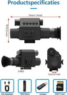 Gloovon Nachtzicht Verrekijker 50mm Full HD 20MP Zwart
