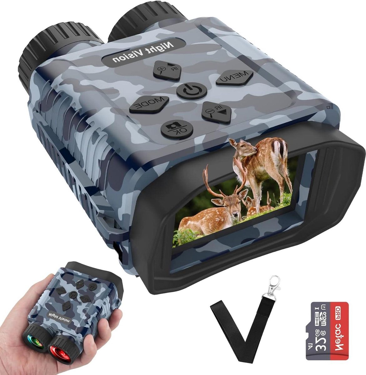 De Nachtkijker 1080p HD digitaal infrarood 8x zoom 32GB oplaadbaar in één oogopslag