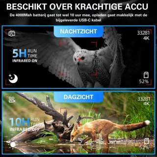 Night Vision 4K Warmtebeeld Verrekijker 300m