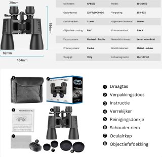 Professionele Nachtkijker 10-30x50 Zwart
