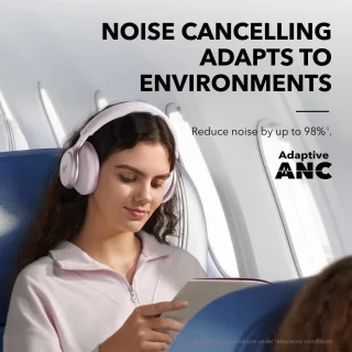 soundcore by Anker Space One Draadloze Over-ear Koptelefoon Roze - Headphones - Active Noise Cancelling, Multipoint Connection, 55 uur accuduur, Bluetooth 5.3, LDAC, Hi-Res Certified