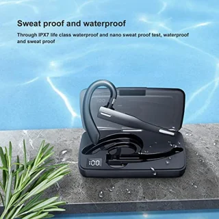 Bluetooth Earphone, Wireless Hands-Free Headphones, Noise Cancelling Headphones, IPX7 Waterproof, BT5.1, for Work, Car Driving, Business, Sports (YYK‑525