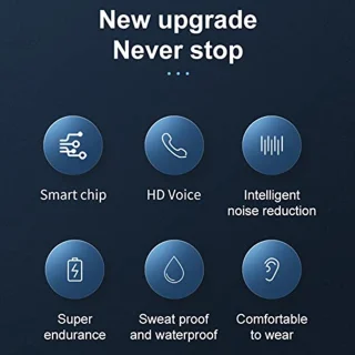 Bluetooth Earphone, Wireless Hands-Free Headphones, Noise Cancelling Headphones, IPX7 Waterproof, BT5.1, for Work, Car Driving, Business, Sports (YYK‑525