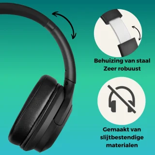 Koptelefoon voor Kinderen met Noise Cancelling ANC - Microfoon – Bluetooth – Geluidsdempend - Draadloze Hoofdtelefoon Kind - Zwart