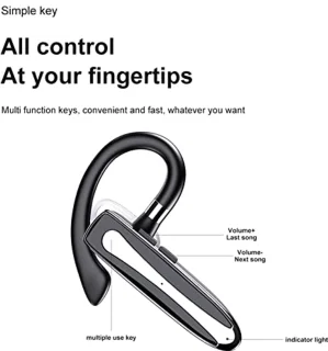 Sports Headset with Charging Case, Headsets for Mobile Phones Noise Cancelling Handsfree Earphone Built-in Microphone, Wireless One Ear Earphone for Business Sports