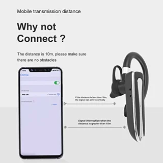 Sports Headset with Charging Case, Headsets for Mobile Phones Noise Cancelling Handsfree Earphone Built-in Microphone, Wireless One Ear Earphone for Business Sports