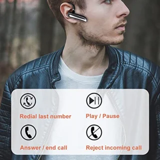 Sports Headset with Charging Case, Headsets for Mobile Phones Noise Cancelling Handsfree Earphone Built-in Microphone, Wireless One Ear Earphone for Business Sports