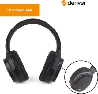 Denver - 2 in 1 - Bluetooth Draadloze & Bedraad Koptelefoon - Inclusief AUX Kabel - Active Noise Canceling - Draadloos of met draad - Handsfree Bellen - Zwart