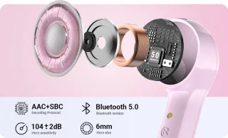 ACEFAST T6 Draadloze oordopjes Pink Lotus