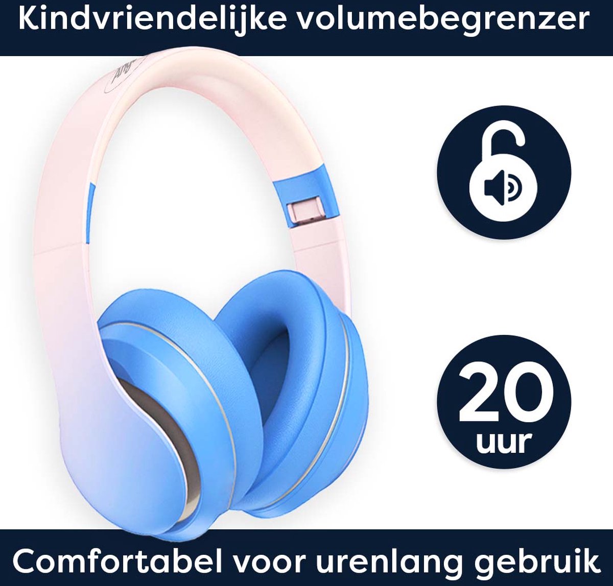 Wat vinden we goed aan de AngelTech Over Ear Draadloze Kinderkoptelefoon Blauw of Roze