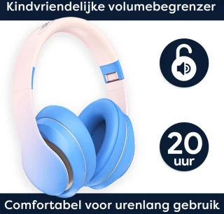 AngelTech Over Ear Draadloze Kinderkoptelefoon Blauw of Roze