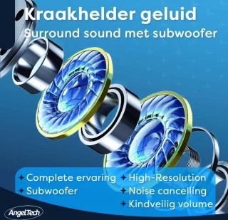 AngelTech Over Ear Draadloze Kinderkoptelefoon met Microfoon Roze of Blauw
