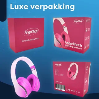AngelTech Over Ear Draadloze Kinderkoptelefoon met Microfoon Roze of Blauw