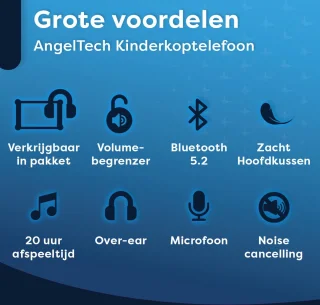 AngelTech Over Ear Draadloze Kinderkoptelefoon met Microfoon Roze of Blauw