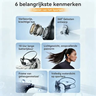 Wat vinden we goed aan de Bone Conduction Koptelefoon – Open-ear Titanium – Blauw