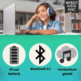 Draadloze Kinderhoofdtelefoon Bluetooth Blauw ANC