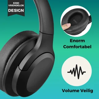 Draadloze Kinderkoptelefoon Bluetooth Zwart ANC