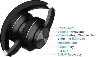 DrPhone ANC-E11 Bluetooth Over Ear Koptelefoon Zwart