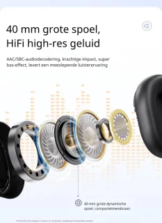 DrPhone SonicWave Over-Ear Koptelefoon - Zwart