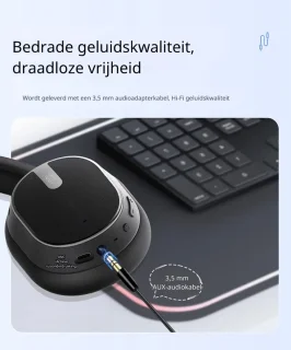 DrPhone SonicWave Over-Ear Koptelefoon - Zwart