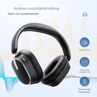 DrPhone SonicWave Over-Ear Koptelefoon - Zwart