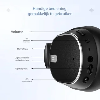 DrPhone SonicWave Over-Ear Koptelefoon - Zwart