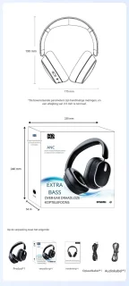 DrPhone SonicWave Over-Ear Koptelefoon - Zwart