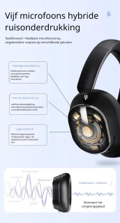DrPhone SonicWave Over-Ear Koptelefoon - Zwart