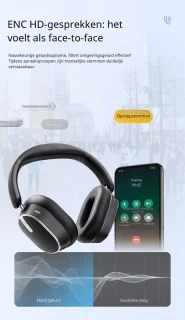 DrPhone SonicWave Over-Ear Koptelefoon - Zwart