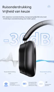 DrPhone SonicWave Over-Ear Koptelefoon - Zwart