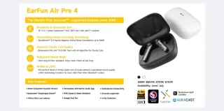 EarFun Air Pro 4 - Draadloze oordopjes - Glossy White