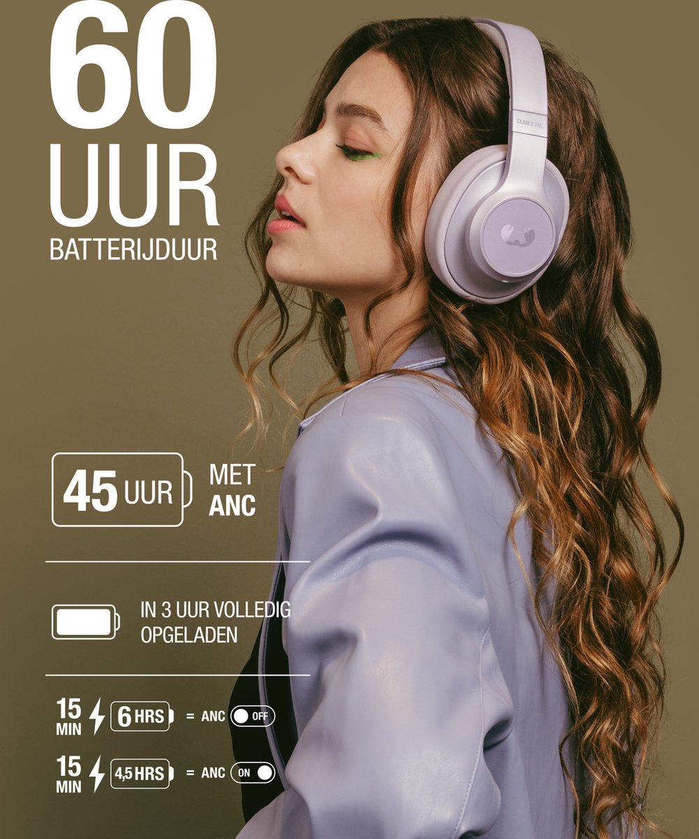 Wat vinden we goed aan de Fresh 'n Rebel Clam 2 ANC draadloze over-ear koptelefoon Dreamy Lilac