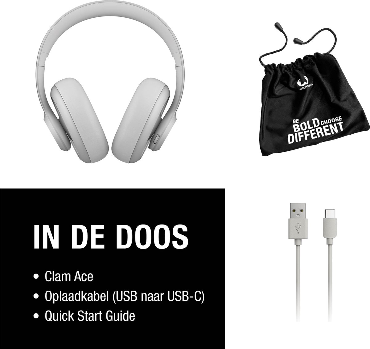 Fresh 'n Rebel Clam Ace Noise Cancelling Hoofdtelefoon Ice Grey