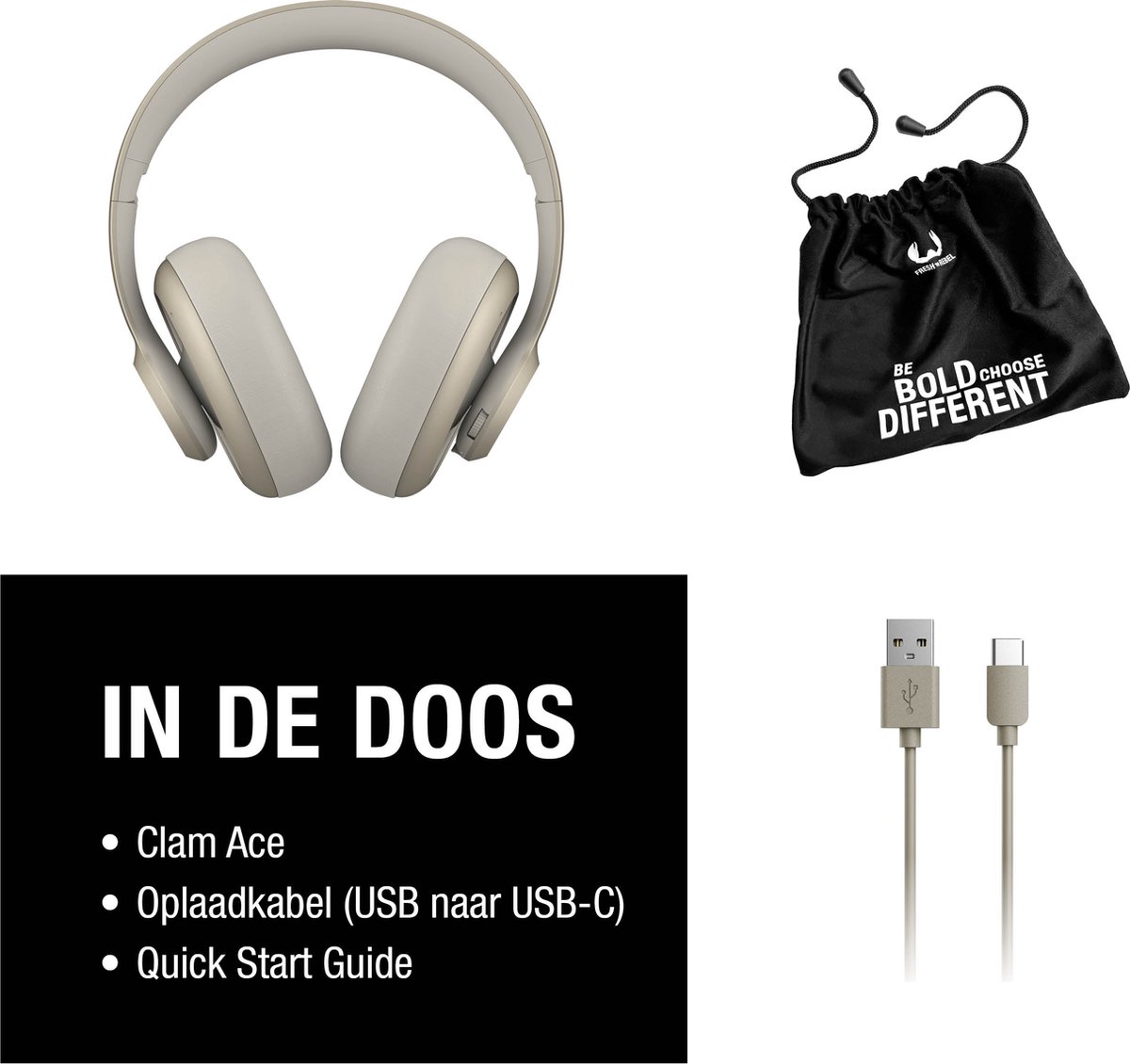 Fresh 'n Rebel Clam Ace Noise Cancelling Koptelefoon Silky Sand