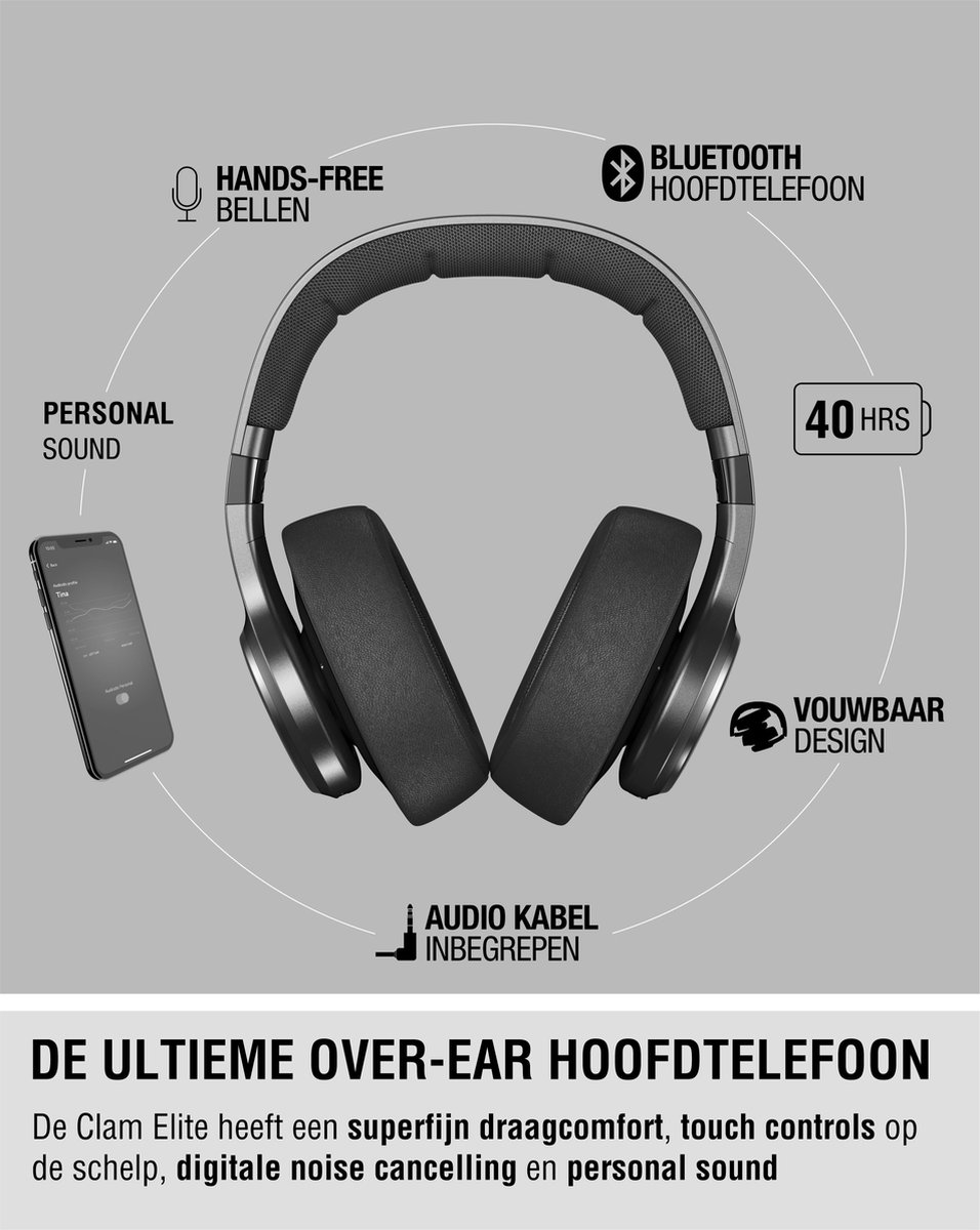Wat vinden we goed aan de Fresh 'n Rebel Clam ELITE Over Ear Draadloze Koptelefoon Storm Grey