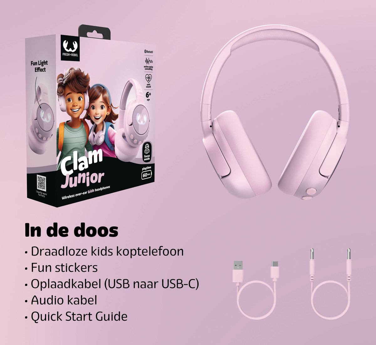 Fresh 'n Rebel Clam Junior Draadloze Kinderkoptelefoon Dizzy Donut