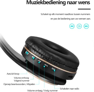 Gloovon Bluetooth Over-Ear Koptelefoon Zwart