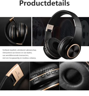 Gloovon Bluetooth Over-Ear Koptelefoon Zwart