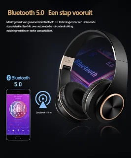 Gloovon Bluetooth Over-Ear Koptelefoon Zwart
