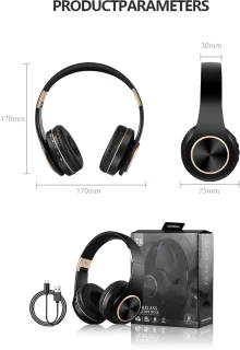 Gloovon Bluetooth Over-Ear Koptelefoon Zwart