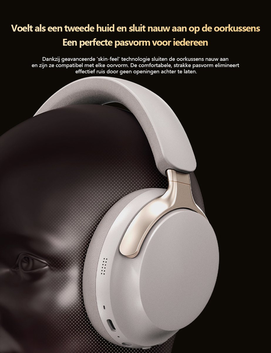 Wat vinden we goed aan de Gloovon Ruisonderdrukkende ANC Bluetooth Koptelefoon Zilver Wit