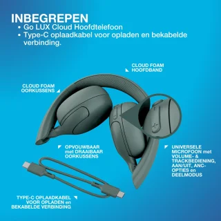 JLAB Go Lux ANC Draadloze On Ear Koptelefoon Groen