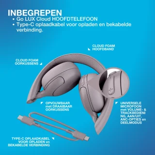 JLAB Go Lux ANC Draadloze On Ear Koptelefoon Mauve