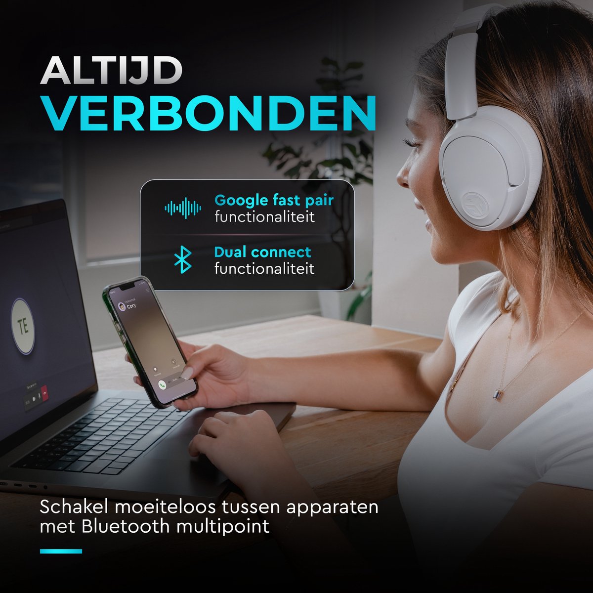 JLAB Jbuds LUX ANC Draadloze Koptelefoon Cloud White