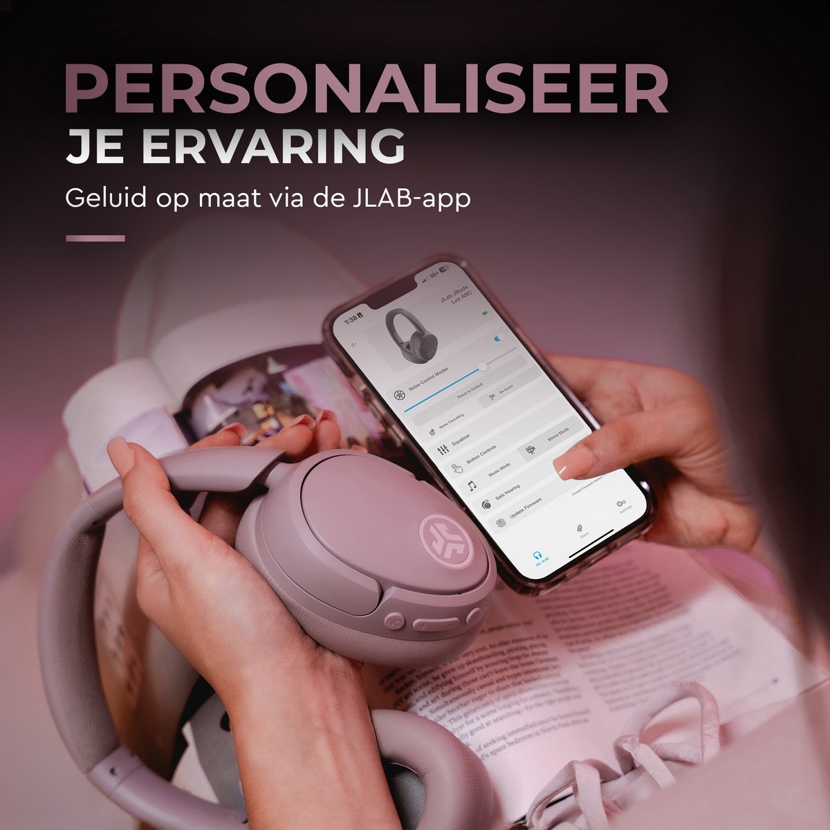 JLAB Jbuds LUX ANC Draadloze Koptelefoon Mauve