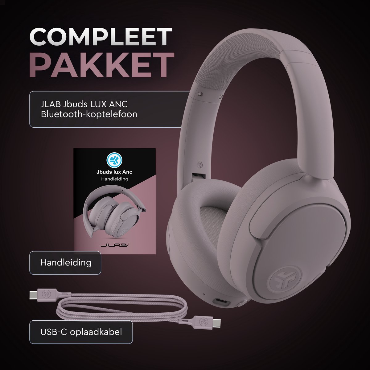 JLAB Jbuds LUX ANC Draadloze Koptelefoon Mauve