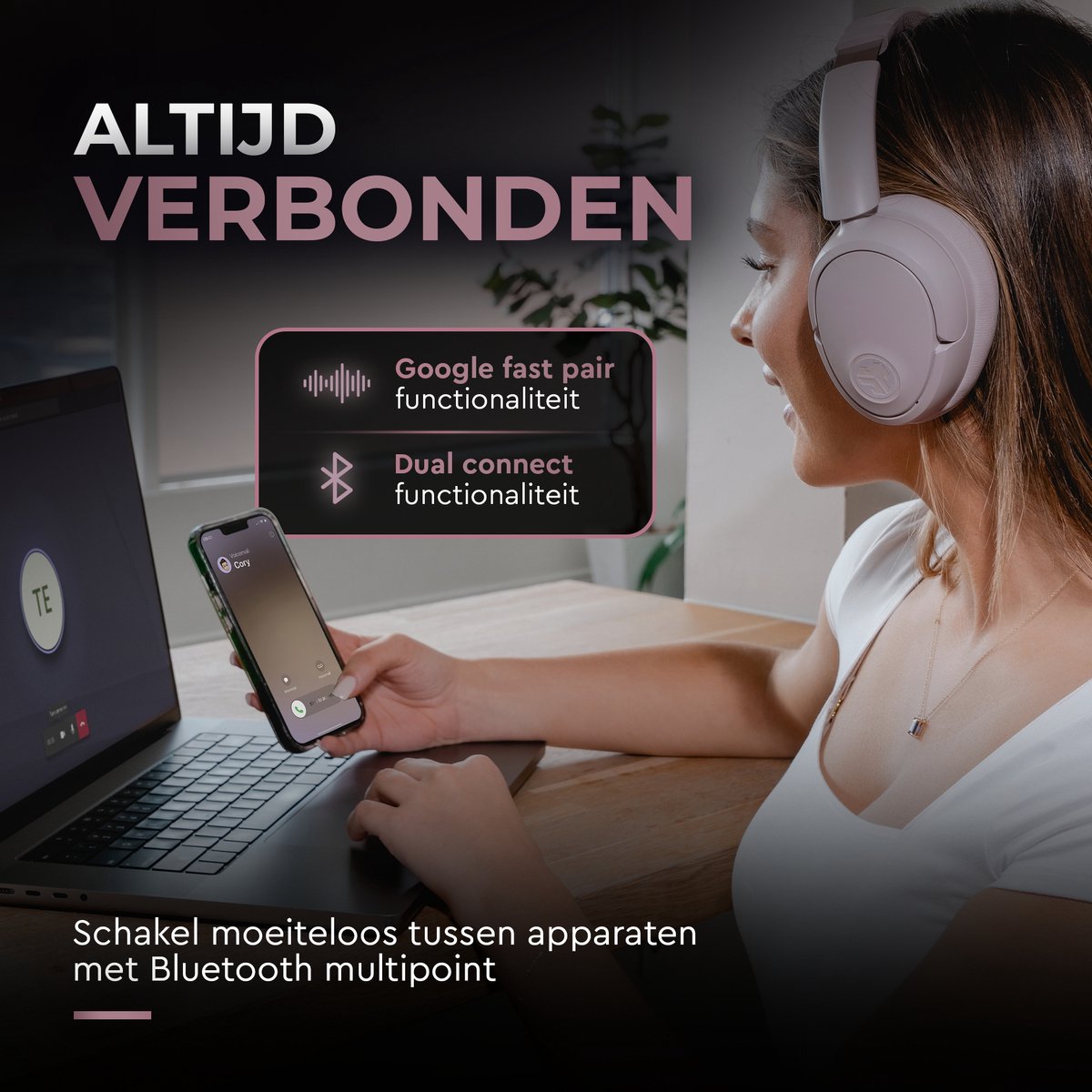 JLAB Jbuds LUX ANC Draadloze Koptelefoon Mauve