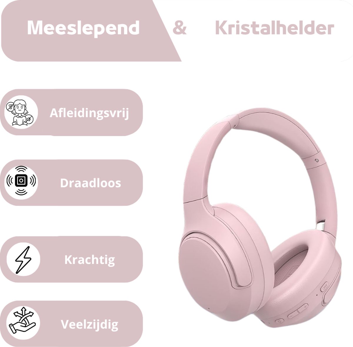 Wat vinden we goed aan de LifeStages Noise Cancelling Draadloze Over-Ear Hoofdtelefoon Sakura Pink