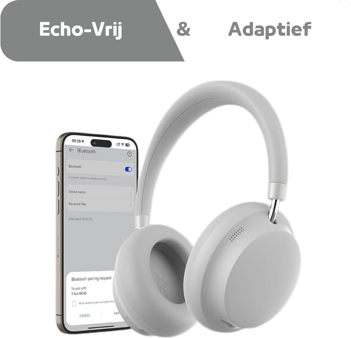 LifeStages Noise Cancelling Draadloze Over-Ear Hoofdtelefoon Wit