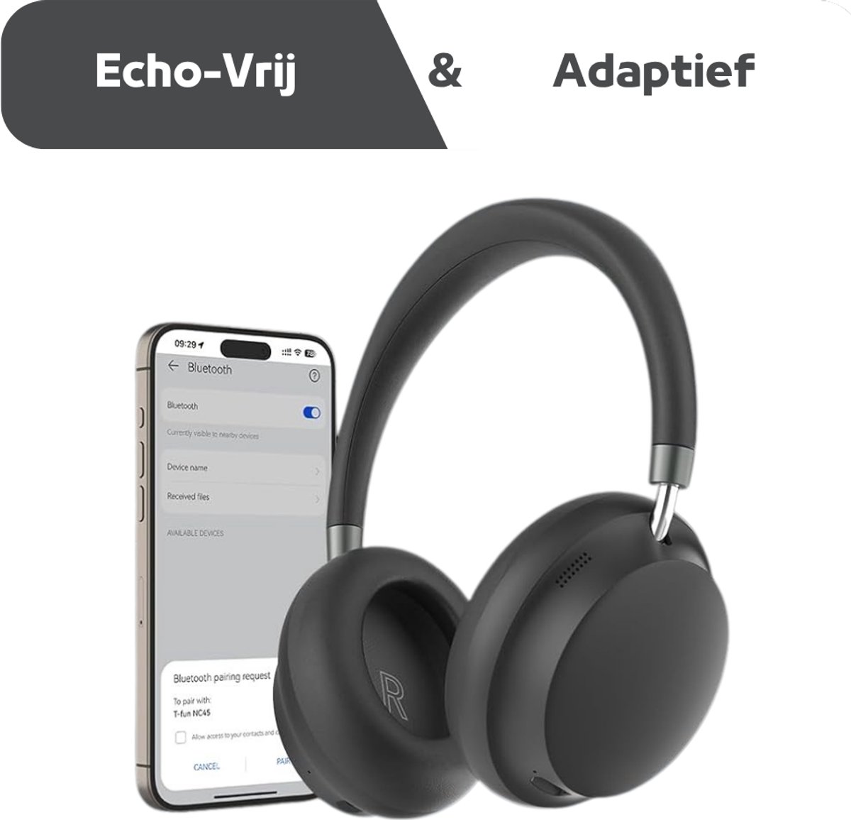 LifeStages Noise Cancelling Draadloze Over-Ear Hoofdtelefoon Zwart